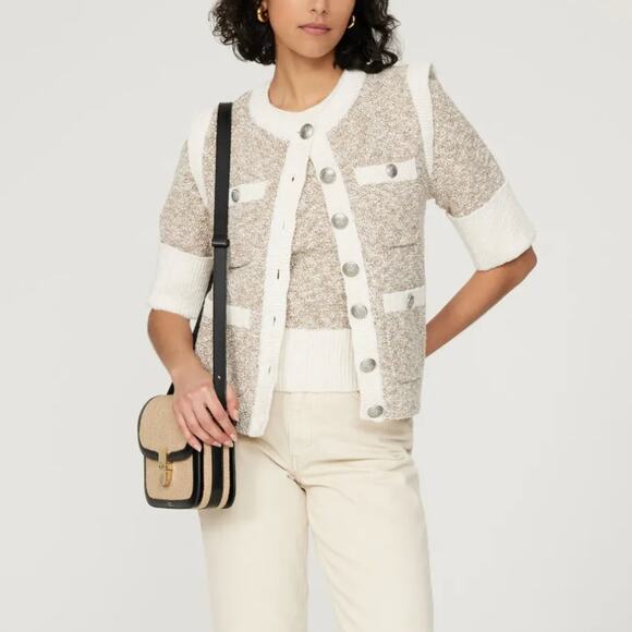 Veronica Beard Jackets & Blazers - Veronica Beard Tweed Knit Jacket LARGE Short Sleeve Preppy Ladies Who Lunch $600